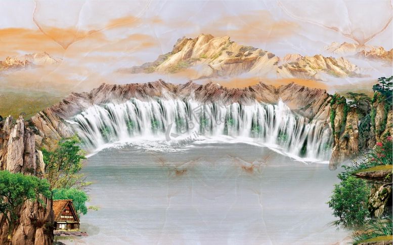 编号：19234609230100095937【酷图网】源文件下载-轻奢装饰画 山水风光
