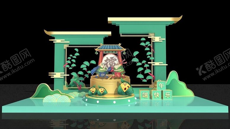 编号：30957210161240367409【酷图网】源文件下载-中式古风舞台场景模型