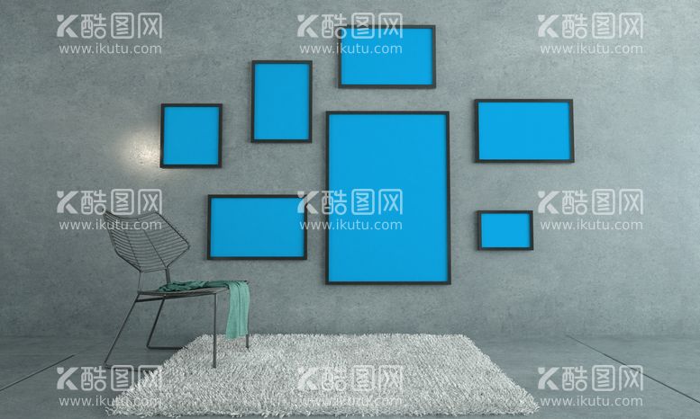 编号：12451011181406531697【酷图网】源文件下载-室内照片墙海报贴图样机展示