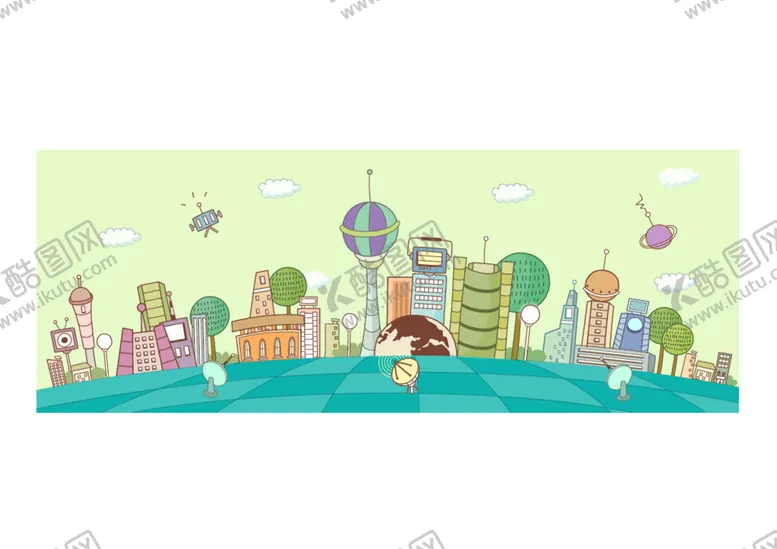 编号：21414512131358065680【酷图网】源文件下载-唯美建筑水彩风景画