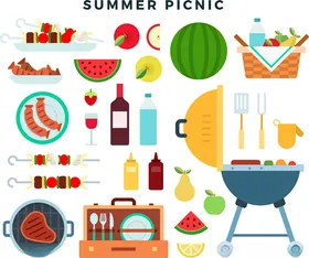 夏日户外烧烤野餐元素集