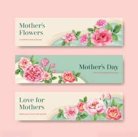 母亲节花卉主题横幅设计