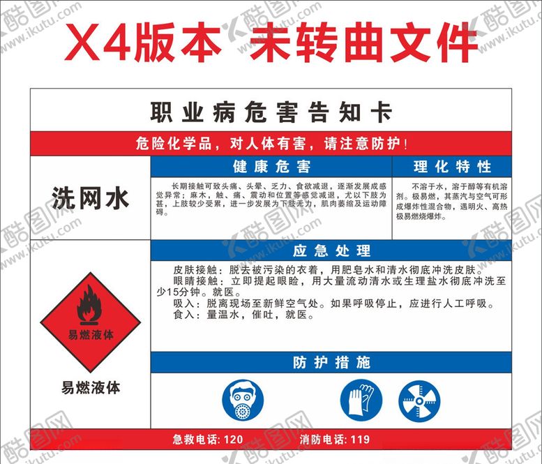 编号：90389503210856124535【酷图网】源文件下载-洗网水职业病危害告知卡