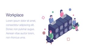 办公场景创意插画