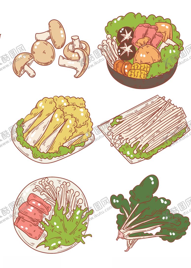 编号：14273109192108291091【酷图网】源文件下载-手绘火锅店食物火锅装饰