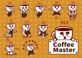 咖啡大师主题卡通插画