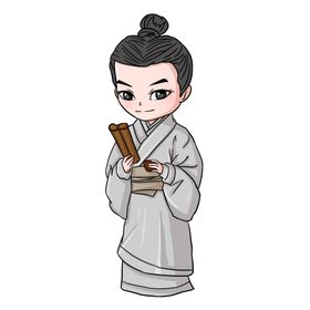 Q版手绘古色古韵古人看书