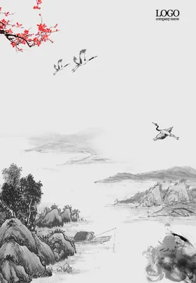 古风背景山水画禅文化写意水墨画禅意水墨画