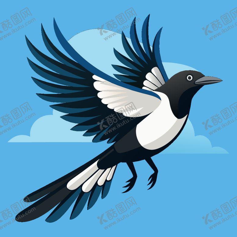编号：65373002260750208757【酷图网】源文件下载-飞行在天空中的喜鹊