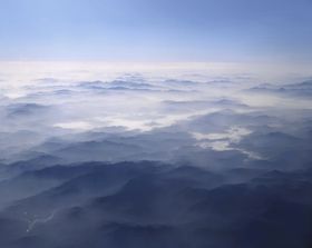 手绘山水风景水彩图 