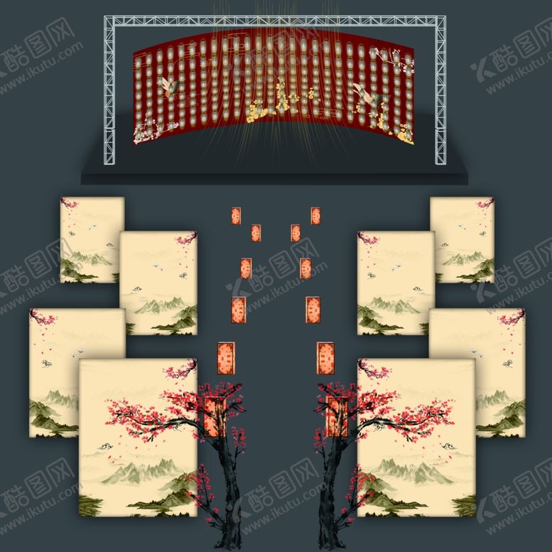 编号：36992506242330004979【酷图网】源文件下载-新中式婚礼现场效果图