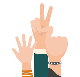 创意加油打气鼓励握拳矢量插画