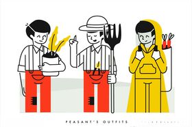 手绘农民插画