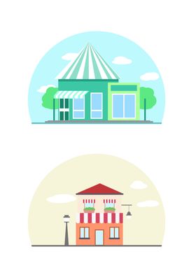 扁平化医院建筑插画设计