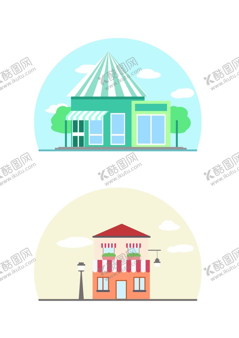 编号：80737310051026325427【酷图网】源文件下载-扁平化建筑插画