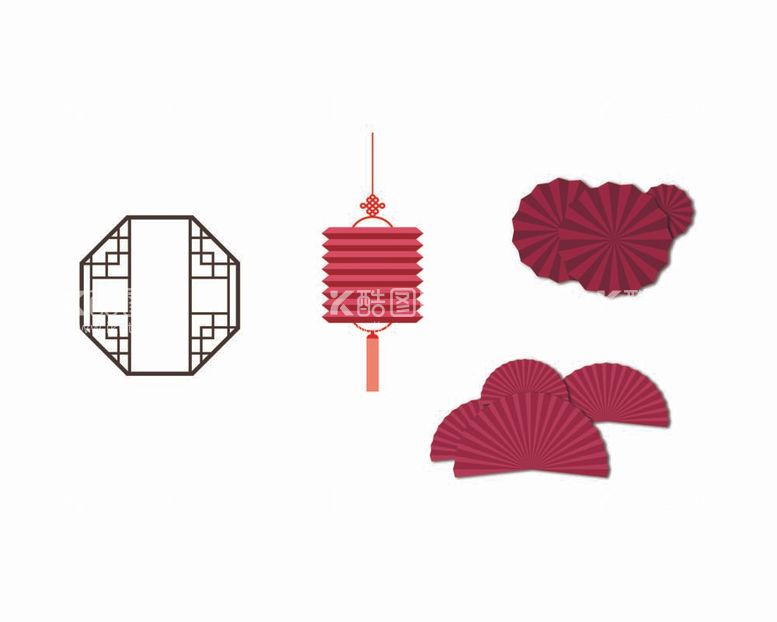 编号：44836412012016585265【酷图网】源文件下载-中国风门窗 扇子 灯笼