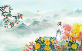 古风山水间的诗意女子