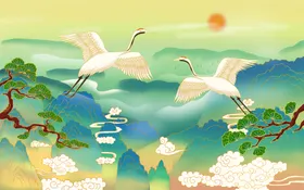 古风中国风背景水墨海报主视觉展板