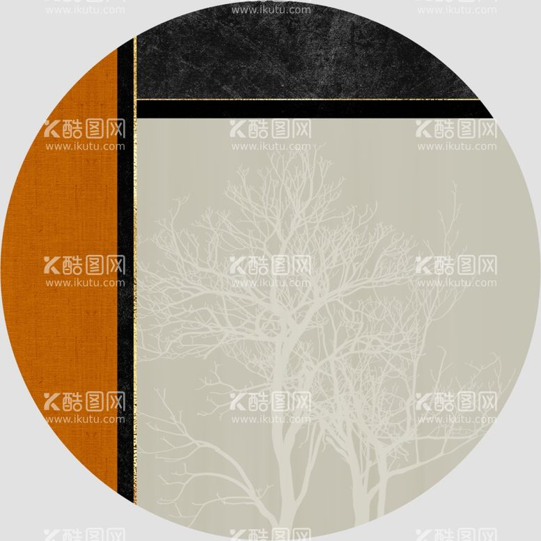 编号：78733112020839034228【酷图网】源文件下载-抽象树木艺术几何色块图形装饰画