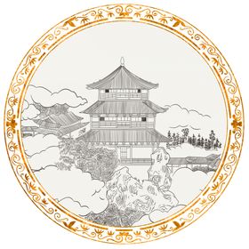 装饰画线描楼阁