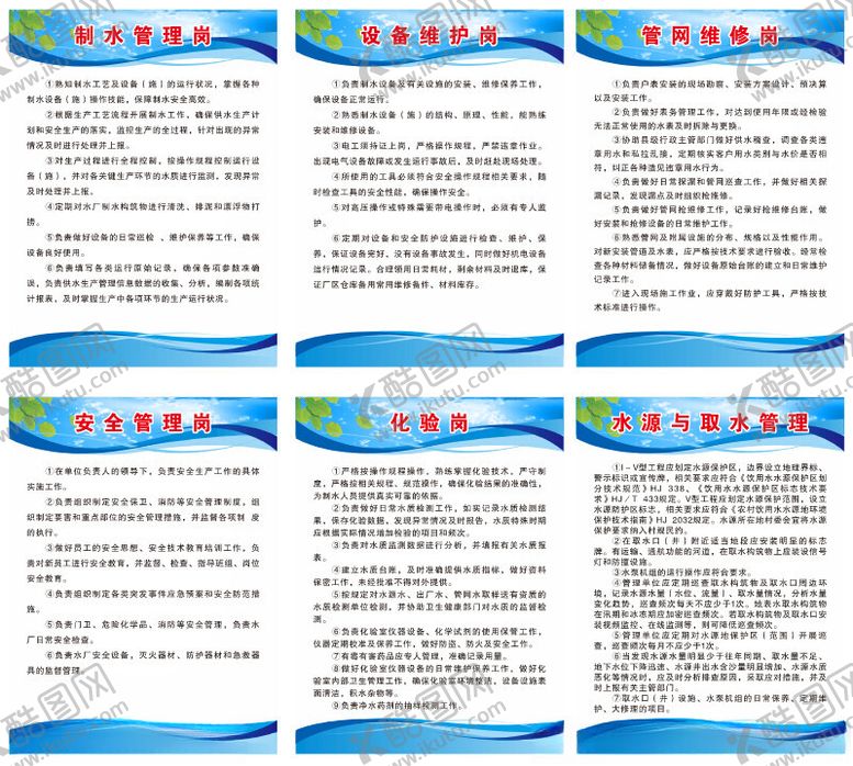 编号：34718402160719218970【酷图网】源文件下载-水厂制度牌