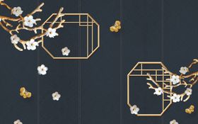 中式格栅背景墙