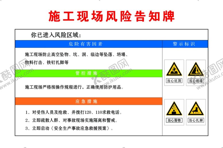 编号：50925601232119247247【酷图网】源文件下载-风险告知牌