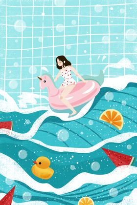 大暑插画海报炎热节气