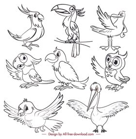 鸟类鸭子素材绘画