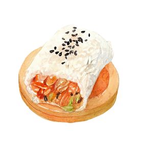 手绘卡通创意梅子饭团