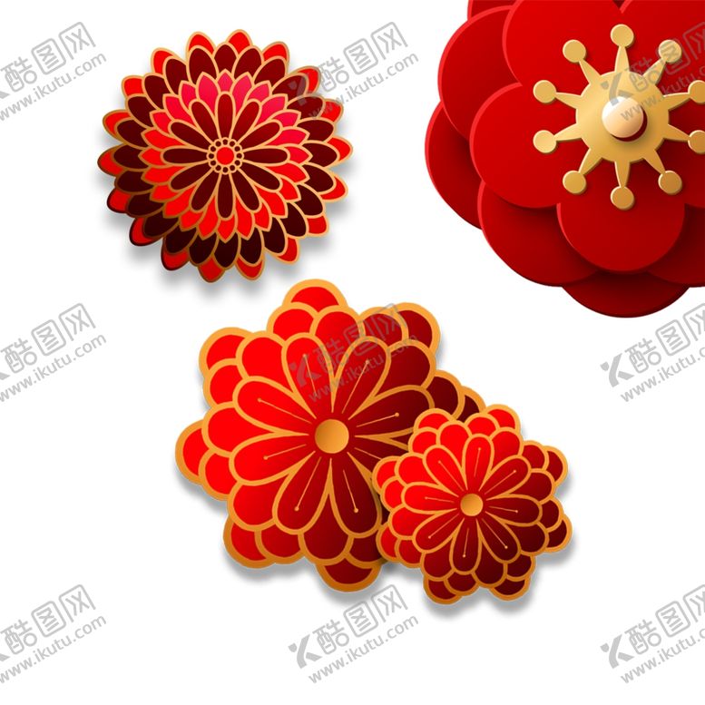 编号：97923310041556363850【酷图网】源文件下载-红色剪纸梅花花朵