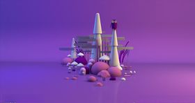 C4D炫彩几何场景模型