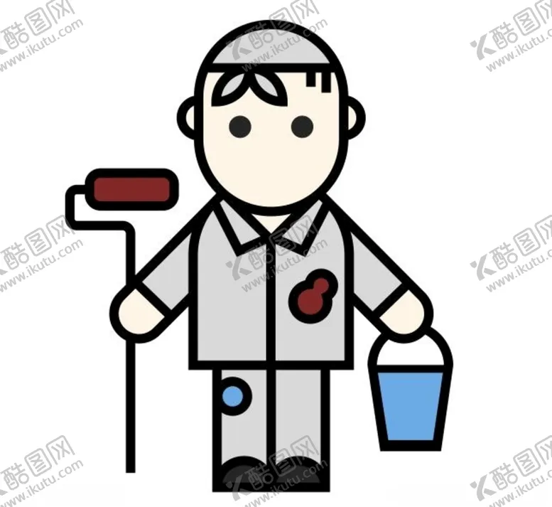 编号：61809606282209119829【酷图网】源文件下载-矢量卡通粉刷匠