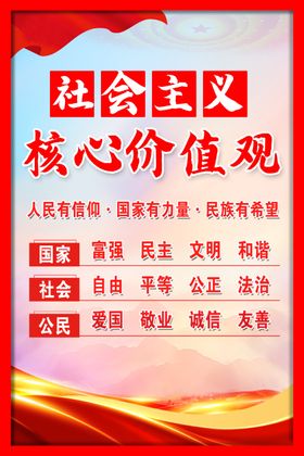 党建背景核心价值观海报