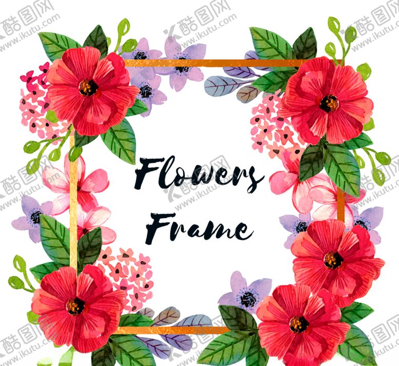 编号：44387810102042125986【酷图网】源文件下载-美丽彩绘花卉框架矢量素材