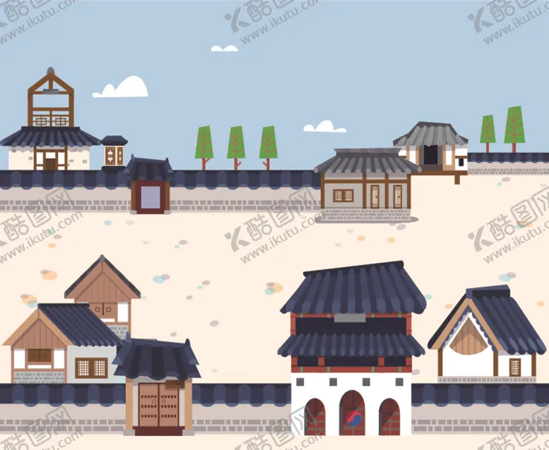 编号：64458406232251139094【酷图网】源文件下载-手绘古代建筑