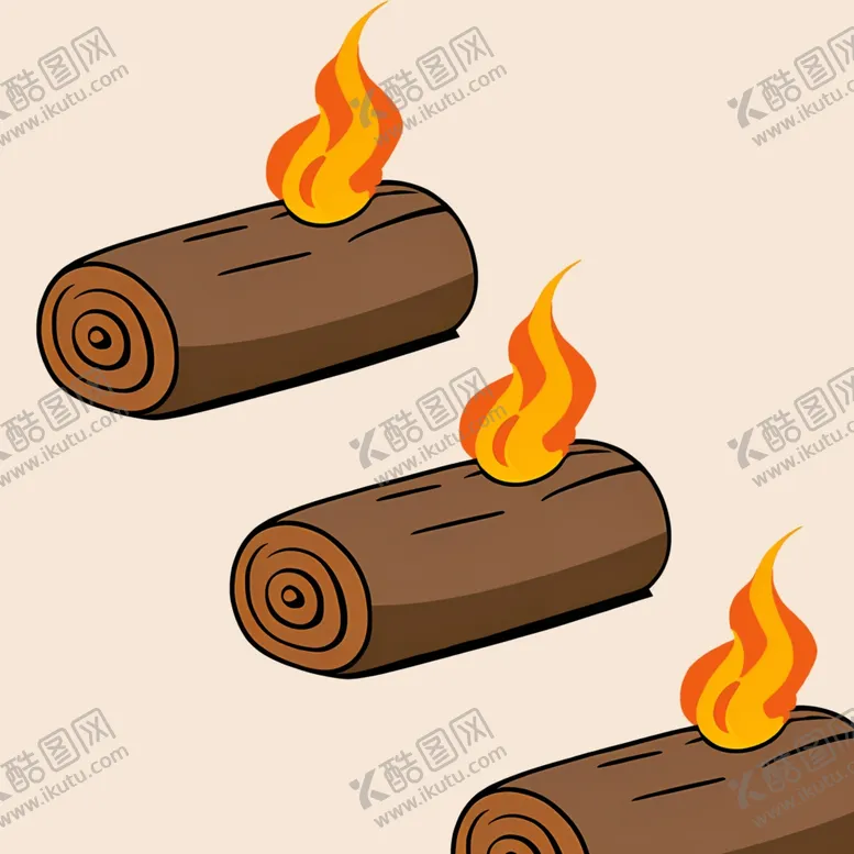 编号：23384202061526363703【酷图网】源文件下载-手绘卡通木头和火焰