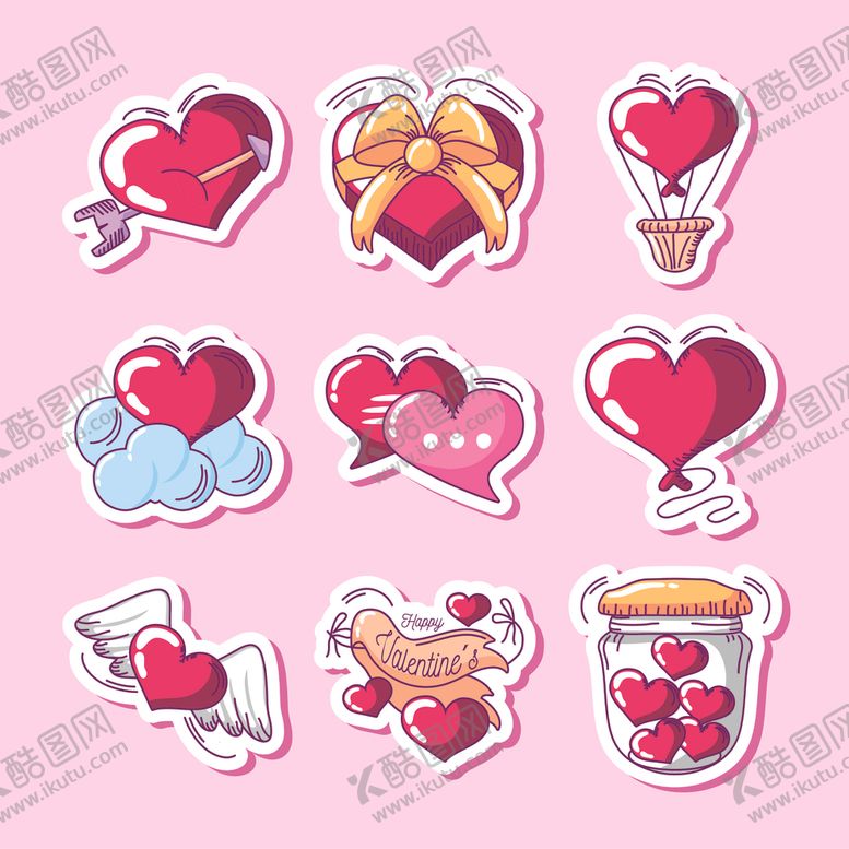 编号：33052504012307494034【酷图网】源文件下载-爱心贴纸