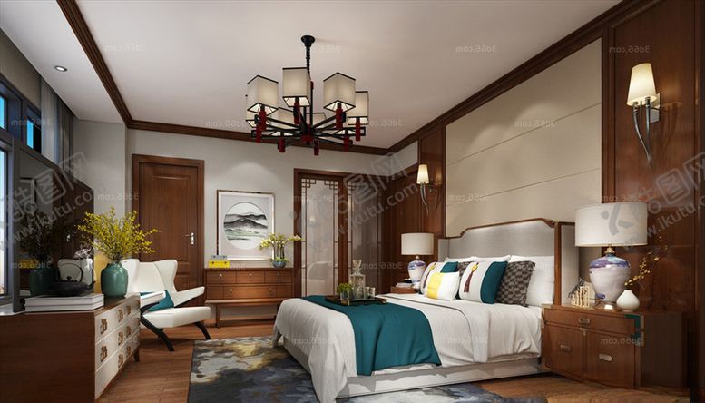 编号：87023310281423587791【酷图网】源文件下载-新中式卧室