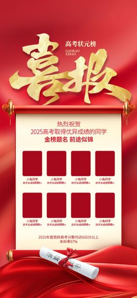 高考光荣榜荣誉喜报状元榜海报