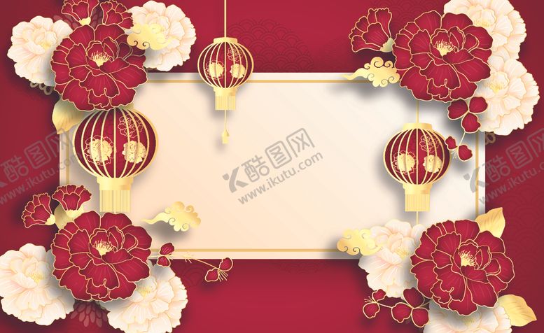 编号：40516305021333117706【酷图网】源文件下载-牛年新年喜庆红色富贵背景