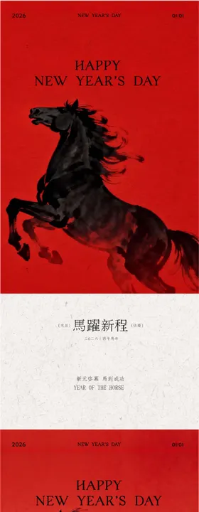 2026马年海报元旦海报设计_
