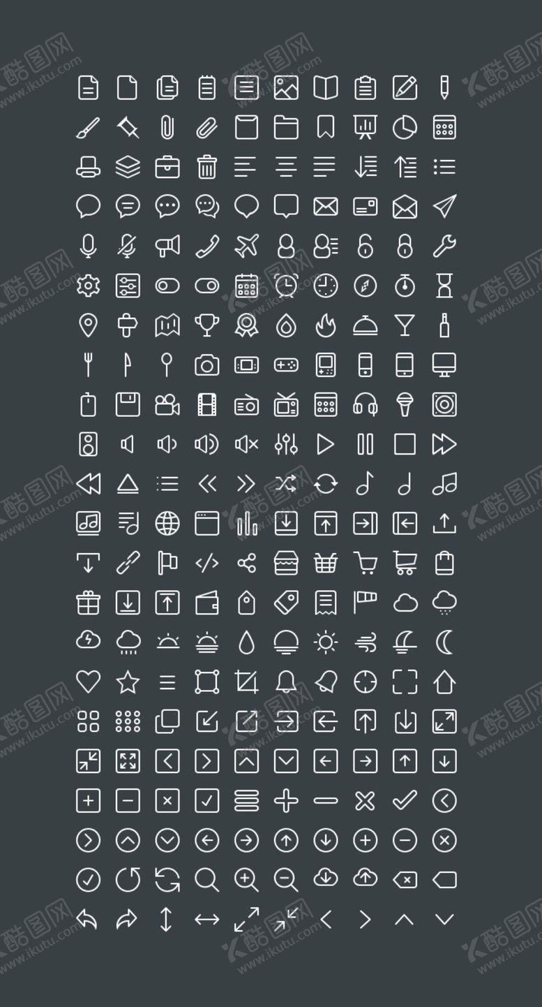 编号：24514806232200038645【酷图网】源文件下载-新精品空心图标集合