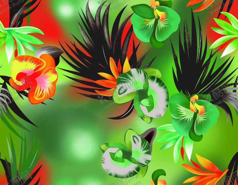 编号：04795109181642053204【酷图网】源文件下载-抽象花植物印花