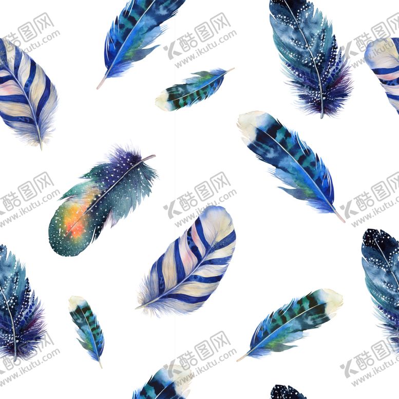 编号：59124809150835103649【酷图网】源文件下载-水彩创意羽毛图案