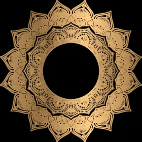 金色复古花纹透明底免抠图