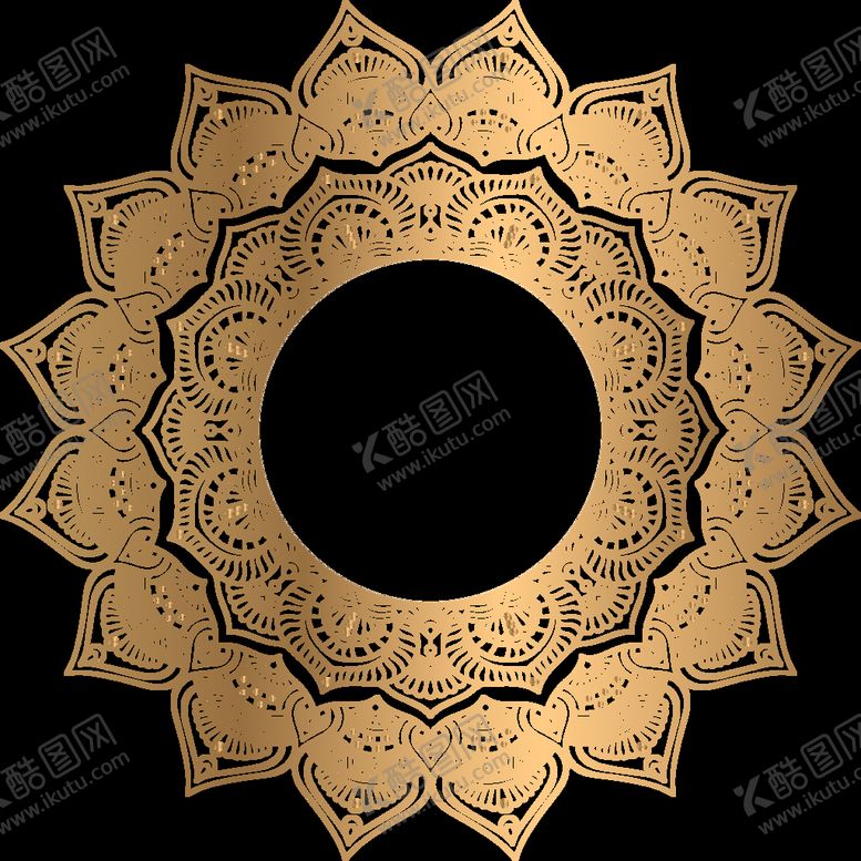编号：39889411021012554078【酷图网】源文件下载-金色复古花纹透明底免抠图