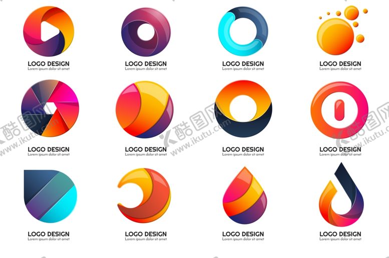 编号：14896004211349238811【酷图网】源文件下载-多彩创意几何图形标志集合