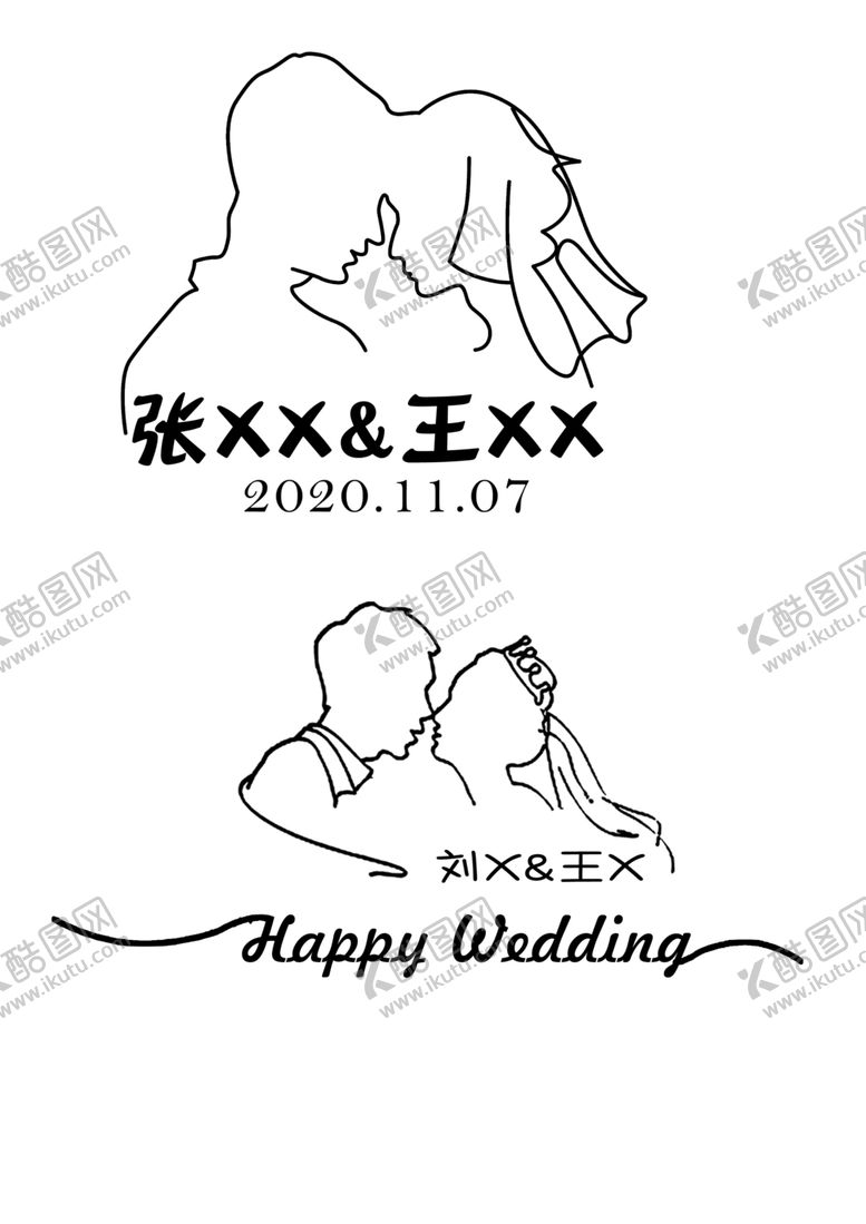 编号：97888704282248313204【酷图网】源文件下载-婚礼logo婚礼头像手绘