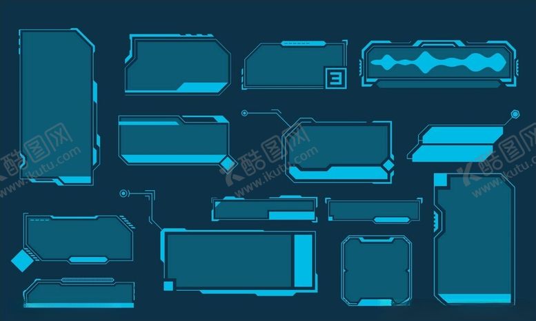 编号：98800404271828326804【酷图网】源文件下载-科技感蓝色界面元素集合